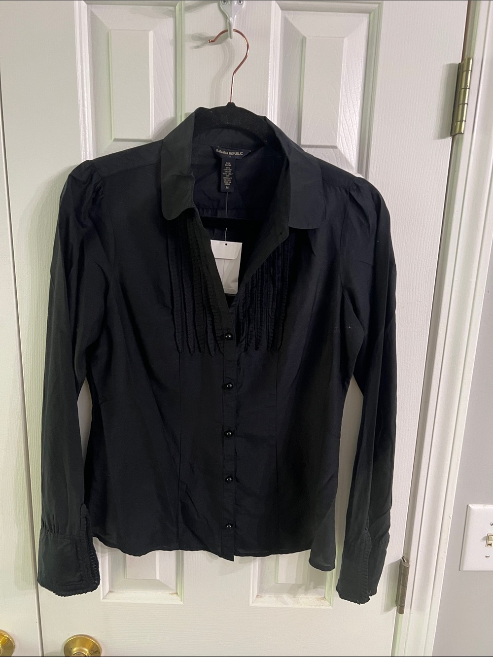 Banana Republic Black Pintuck Button-Down Shirt